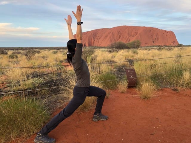 Jean in Virabhadrasana 1 