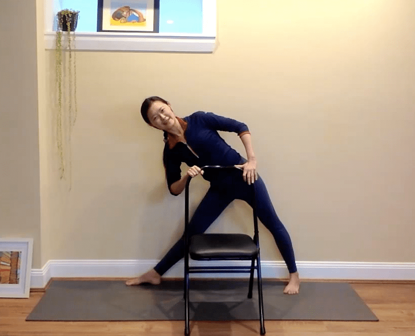 Online Chair Yoga - Jean in Trikonasana